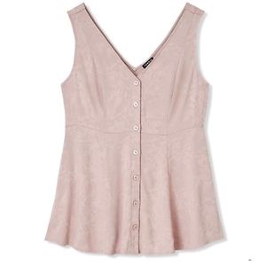 Torrid Womens Shirt Top Tank Blush Jacquard Button Front Peplum 0 12 Large